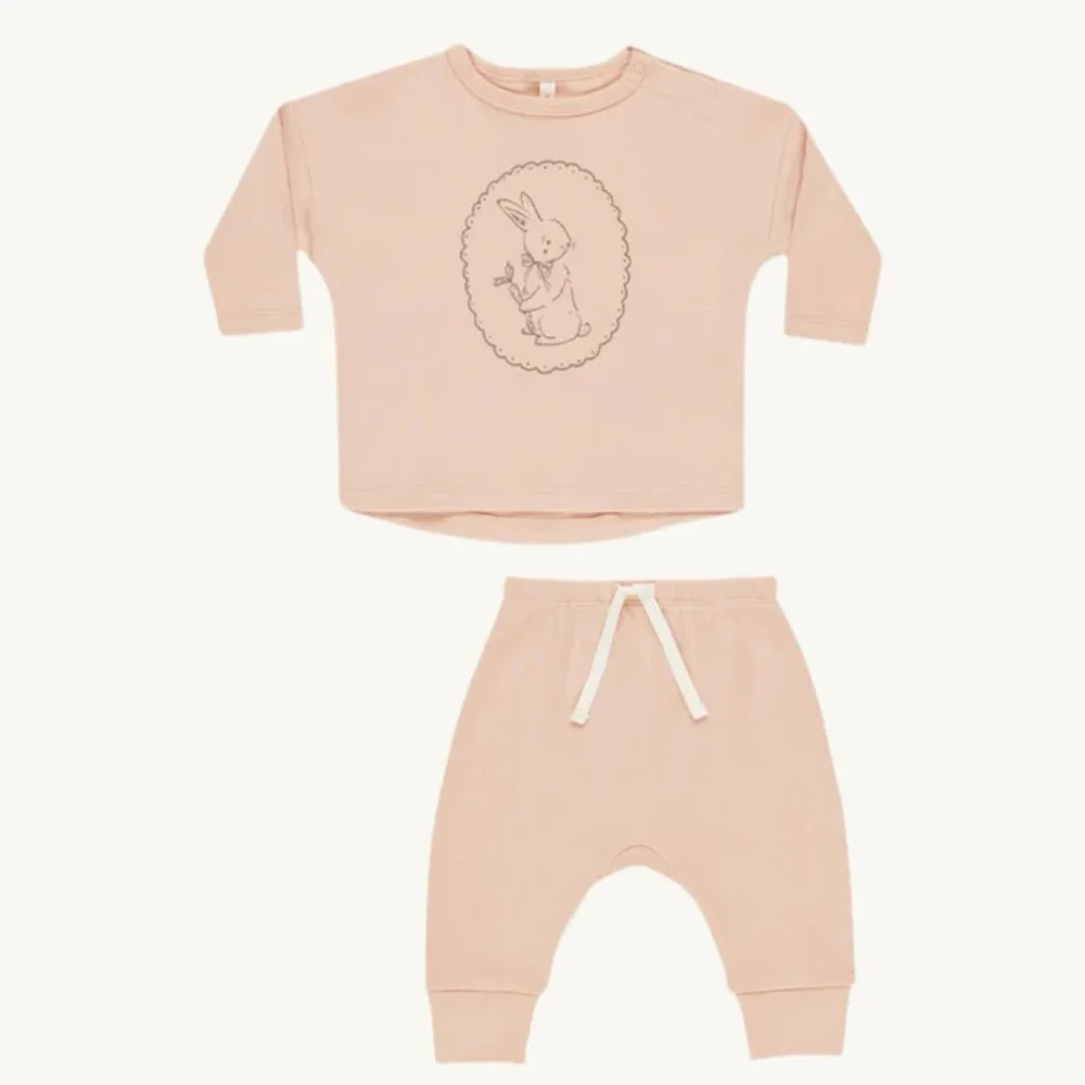 NWT - Quincy Mae Vintage Bunny Melon ORGANIC set - Picture 1 of 2